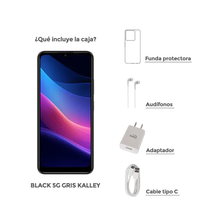 Celular KALLEY Black 5 256GB 5G Gris