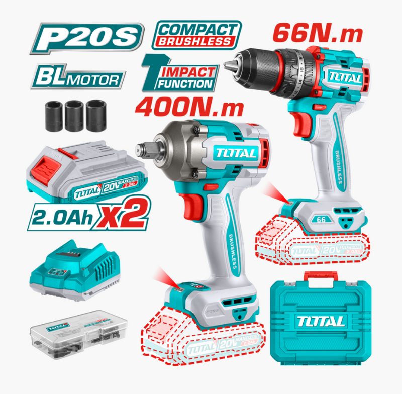 COMBO PISTOLA IMPACTO TOTAL 20V +TALADRO