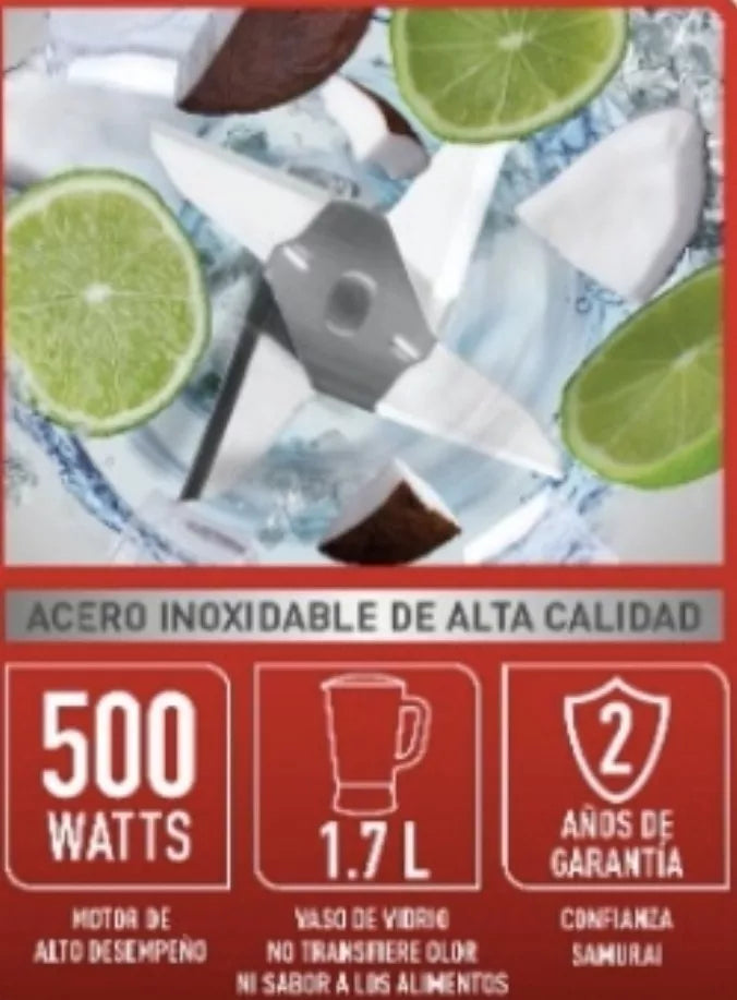 Licuadora Samurai Ultra Vaso Vidrio