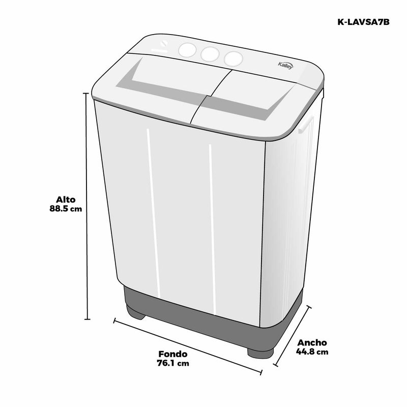 Lavadora KALLEY Semi Automática 7 Kilogramos K-LAVSA7B Blanco
