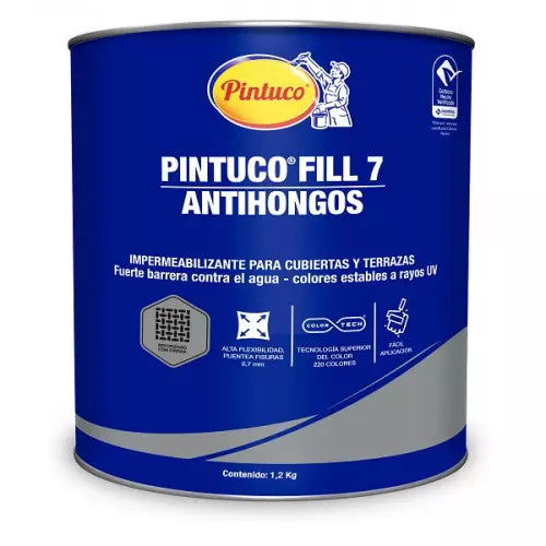 IMPERMEABILIZANTE ACRÍLICO PINTUCO FILL 7 GRIS 1/4.